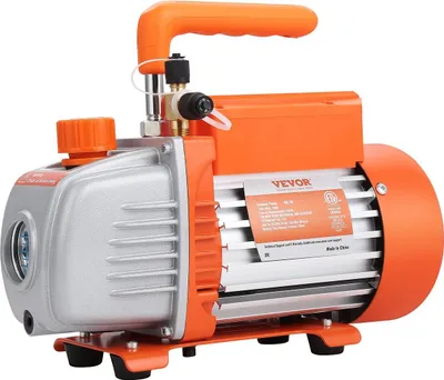 Immagine prodotto di Pompa per vuoto monostadio da 1/5 HP, 3,5 CFM, pompa per vuoto per condizionatori d'aria 220-240 V CA, ingresso maschio SAE da 1/4" e maschio ACME da 1/2", per riparazioni HVAC, manutenzione di impianti di refrigerazione, degassificazione della resina