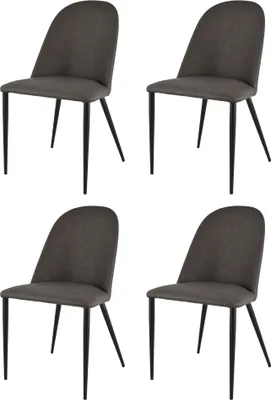 Produktbild von Tommychairs 4er Set gepolsterten Stühle Jennifer, mit nilpferdfarbenem Kunstleder bezogen und mattschwarzen Eisenbeinen