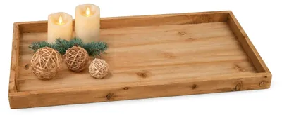 Produktbild von Holztablett natur rechteckig mit hohem Rand - 72 x 38 cm - Kerzentablett rustikal aus recyceltem Holz