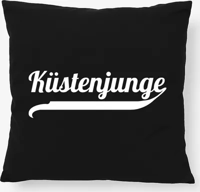 Produktbild von Huuraa Kissen Küstenjunge Schriftzug 40x40cm mit Füllung Black Baumwolle Dekokissen Geschenkidee