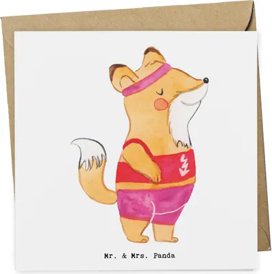 Produktbild von Mr. & Mrs. Panda Grußkarte Sportlehrerin Herz - Weiß - Geschenk, anlasskarte, faltkarte, doppelkarte, Glückwunschkarte, Klappkarte