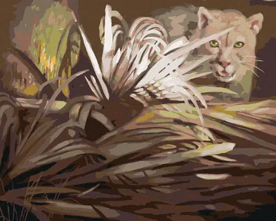 Produktbild von Zuty - Malen nach Zahlen - PUMA UND BLÄTTER (D. RUSTY RUST), 40x50 cm, ohne Keilrahmen
