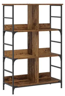 Obrázok produktu pre vidaXL Regál, 4 police, 78,5 x 33 x 117,5 cm, kov, drevotrieska, masívny drevo