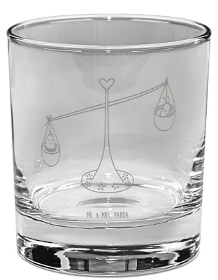 Produktbild von Mr. & Mrs. Panda Tumbler Glas Sternzeichen Waage - Transparent - Geschenk, Gleichgewicht, Tierkreiszeichen, Gravur Whiskyglas, Marienkäfer, Biene, Whiskey, Lowball