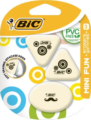 Image de BIC 927870 3er Radiergummis Mini Fun weiß