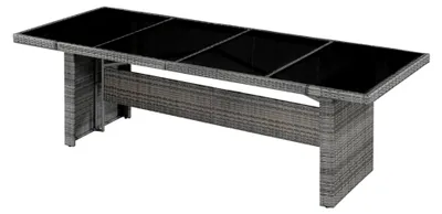 Produktbild von Garten-Esstisch aus Polyrattan und Glas 240 x 90 x 74 cm