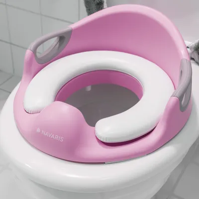 Produktbild von Navaris Kinder Toilettensitz WC Aufsatz - 12 Monate bis 7 Jahre - Baby Sitz Anti-Rutsch Polster Kloaufsatz - Griff und Spritzschutz - Toilettentrainer