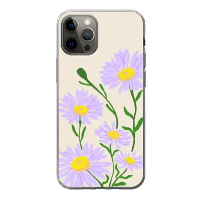 Produktbild von MuchoWow® Handyhülle Schutzhülle Hülle für iPhone 13 Pro Blume - Lila - Minimalismus Silikon Softcase Handy Hülle - Handy-Tasche - Geburtstag Teenager