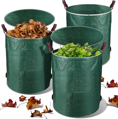 Produktbild von Faziango Gartensack mit Deckel 6X 272L Laubsack Gartenabfallsack XXL Garten Tasche Rasensack mit Griffen Reißfest Wiederverwendbar