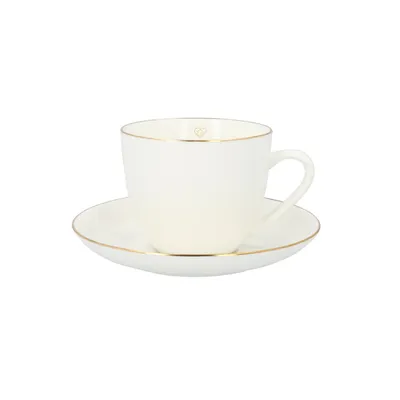 Produktbild von Trinkbecher Kaffeebecher Teebecher Kaffeetasse Teekasse AURO Becher mit Goldrand 0,21 l HOMLA