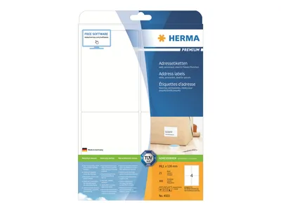 Image de HERMA Étiquettes d'adresse Premium A4 99,1x139 mm papier blanc mat 100 pcs