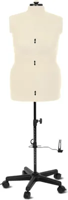 Imagen del producto de Maniquí de costura para mujer, ajustable, talla L (46-52), con ruedas. Busto de costura beige, con altura ajustable. Muñeca de costura con 12 ajustes para pecho, cintura y cadera