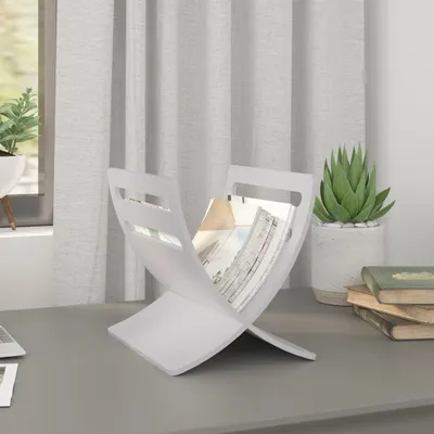 Obrázok produktu pre The Living Store Stojan na noviny Drevo Voľne stojaci biely
