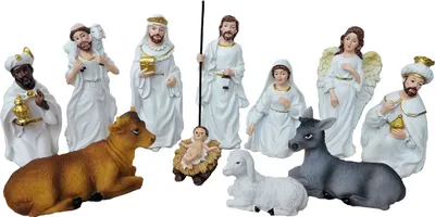 Produktbild von Krippenfiguren 11-teiliges Set Krippe bis 10cm groß Weihnachtsdeko