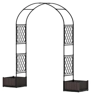 Immagine prodotto di Arco da giardino, telaio metallico rivestito in PE, fioriere incluse, nero, grande