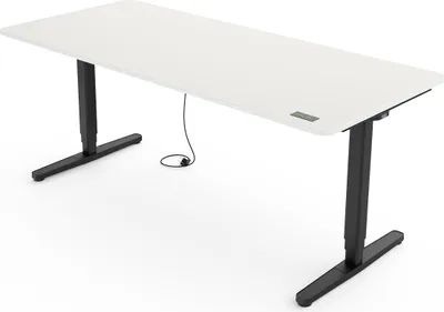 Produktbild von Yaasa Desk Pro Höhenverstellbarer Schreibtisch Elektrisch 180 x 80 cm, Weiß/Schwarz – Ergo Touch Handschalter – 9 Speicherfunktionen – Höhenanzeige