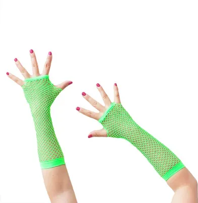 Produktbild von Oblique Unique Netzhandschuhe lang fingerlos Party Karneval Fasching - neon grün