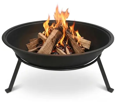 Image de Brasero pour jardin - 55 cm - Avec grille de cuisson - Acier avec revêtement en poudre - Pour terrasse et jardin - Noir