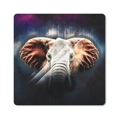 Produktbild von MuchoWow® Mauspad Mousepad Elefant - Linie - Farben 30x30 cm - Mousepads - Maus Mat - Pad - Mausunterlage - Gaming