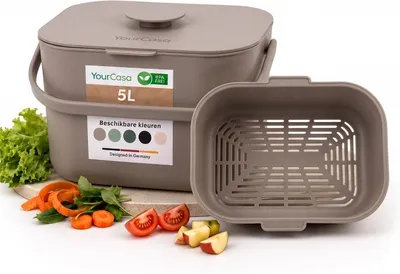 Zdjęcie produktu dla Pojemnik na kompost 5 litrów, do zmywarki, z pokrywą, do kuchni