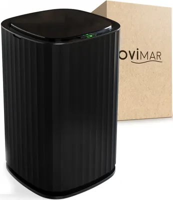 Produktbild von ovimar Sensor Badeimer Sotra | Schwarz | Sensor Mülleimer | Kosmetikeimer oval | Eimer mit Deckel | 10l (Liter) | auch als Windeleimer | stylischer Mülleimer fürs Bad oder die Küche als Abfalleimer