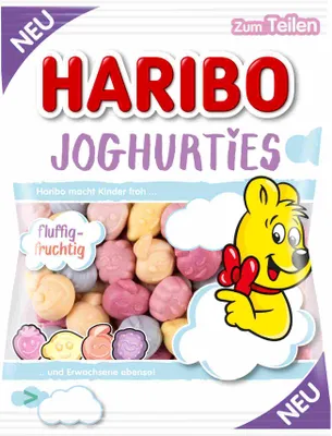 Produktbild von Haribo Joghurties 3er Pack (3x160g Beutel) + usy Block
