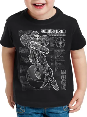 Produktbild von A.N.T. Samus Blaupause Kinder T-Shirt nerd gamer snes switch
