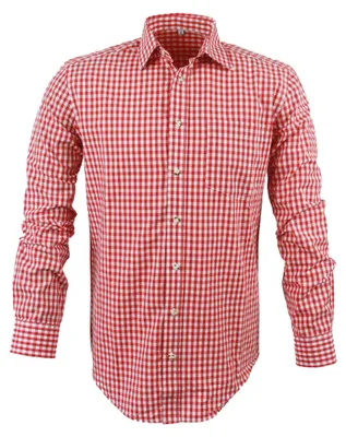 Zdjęcie produktu dla Męska koszula w kratę - czerwona - z długim rękawem - mieszanka bawełny - rozmiary S-3XL