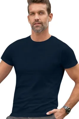 Produktbild von Exklusives Herren-T-Shirt, 100% Baumwolle, unbedruckt, einfarbig, 160g/m2, Farbe dunkelblau, Größe XL