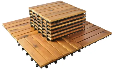 Obrázok produktu pre sada 10 drevených terasových dlaždíc 30x30cm Balkónové dlaždice Click Floor 5100