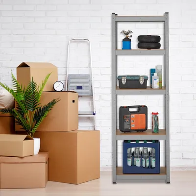Produktbild von Relaxdays Schwerlastregal 2er Set, HxBxT: 180x60x30 cm, 500 kg, Stahl, Lagerregal, Keller, Garage, zum Stecken, silber