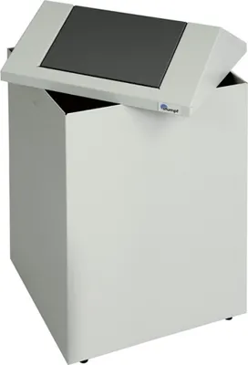 Produktbild von Putzwollkasten & Universalsammler mit Pendeldeckel | 45 Liter, HxBxT 58x30x30cm | Feuer- & Geruchshemmend | Lichtgrau/Anthrazitgrau