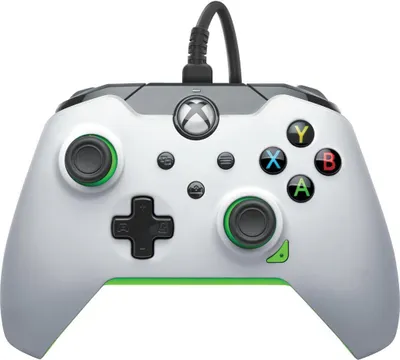 Produktbild von PDP Kabelgebundener Controller: Neon White Für Xbox Series X|S, Xbox One und Windows 10/11, Gamepad, PC, Xbox One, Xbox Series S, Xbox Series X, D-Pad, Menü-Taste, Schaltfläche Teilen, View button, Analog / Digital, Kabelgebunden, USB