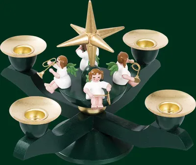 Produktbild von Adventsleuchter mit Engel und Stern grün Höhe= 12cm NEU