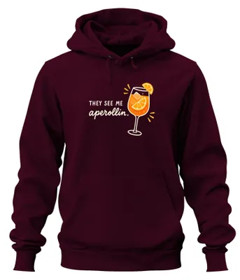 Produktbild von They see me aperollin Aperol Spritz Cocktail Sommer Damen Hoodie Kapuzenpullover, Burgundy, M