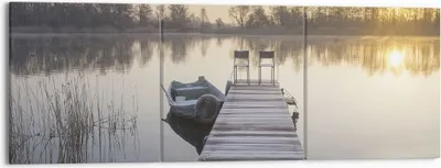 Produktbild von Bild auf Leinwand - Leinwandbild - 3 Teile - Brücke Westen die Sonne - 150x50cm - Wand Bild - Wanddeko - Wandbilder - Leinwanddruck - Bilder - Wanddekoration - Leinwand bilder - CA150x50-4197