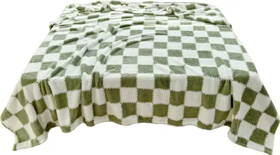 Produktbild von Plüschdecke mit Schachbrettmuster, atmungsaktive, flauschige Decke, karierte Bettdecke für alle Jahreszeiten, für Zuhause, Büro und Reisen