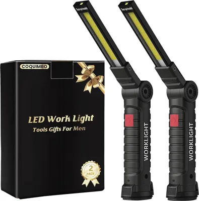 Obrázok produktu pre Coquimbo LED pracovné svetlo Dielenská lampa s magnetom a háčikom, 2 kusy Čierna