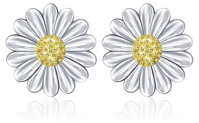 Image de Solidchoice - Boucles d'oreilles en argent sterling 925 avec motif marguerite