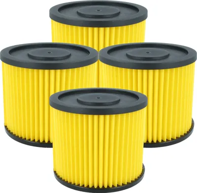 Produktbild von vhbw 4x Faltenfilter kompatibel mit Lidl Parkside PNTS 1300 E4, 1300 F5, 1300, 1400, 1300 A1, 1300 B2, 1300 C3 Staubsauger - Patronenfilter Gelb
