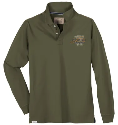 Produktbild von Redfield Übergrößen Brustprint Langarm-Poloshirt khaki