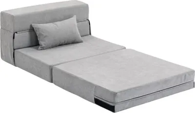 Produktbild von Hellgrau 210x80x15cm Bodensofa Polstercouch Schaumstoff Umwandelbar In Matratze Kissen