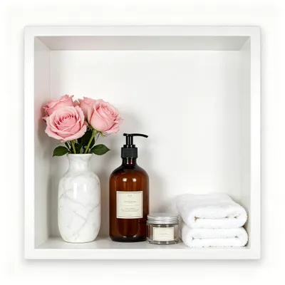 Image de Niche murale de douche - Inox - 30 x 30 x 10 cm - Blanc