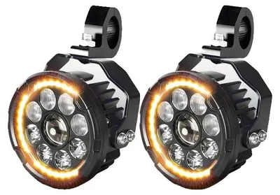 Obrázok produktu pre Dodatočné svetlá na motocykel, vysoko intenzívne LED, vodotesná konštrukcia, biele a jantárové denné svetlá