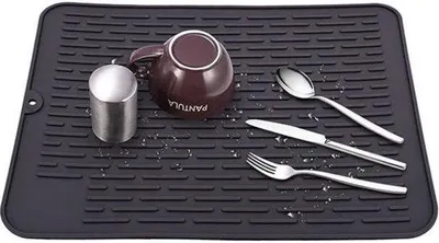 Obrázek produktu pro Černá odkapávací plocha 40 x 30 cm, tepelně odolná, protiskluzová