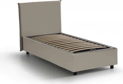 Produktbild von Einzelbett Daram, Containerbett mit Kunstlederbezug, 100%  Italy, Seitliche–ffnung, passend für Matratze Cm 80x190, Turteltaube