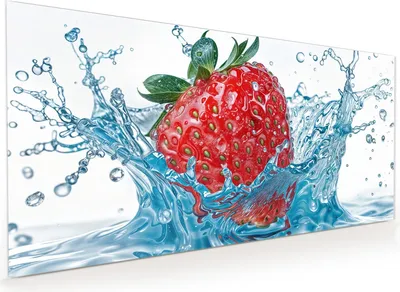 Produktbild von Küchenrückwand Spritzschutz Glas mit Motiv Erdbeere Splash 40 x 40 cm