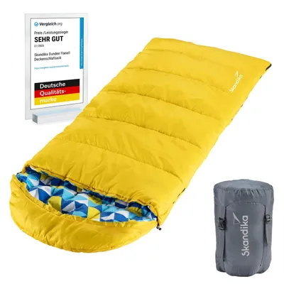 Produktbild von Skandika Dundee Junior Kinderschlafsack | Outdoor Camping Schlafsack für Kinder, Flanell-Innenfutter aus Baumwolle, kuschelig weich, wasserabweisend