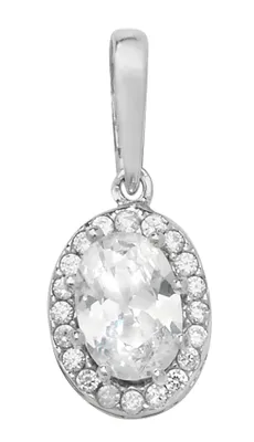 Produktbild von Klassischer 9 Karat (375) Weißgold Damen - Anhänger mit Zirkonia - 19mm*8mm; TRS107969KW