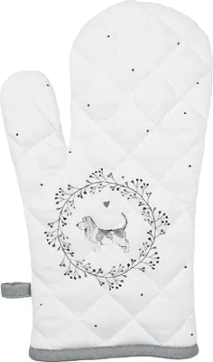 Produktbild von Clayre & Eef LGD44 Ofenhandschuh Dackel Weiß/Grau 18x30cm